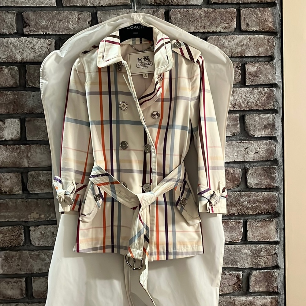 Coach plaid trench coat